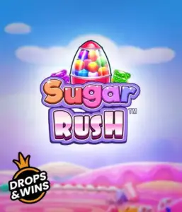 Experience the sweet world of the Sugar Rush slot game by Pragmatic Play, featuring a bright candy dispenser on a dreamy candyland background. This image captures the playfulness of the slot, highlighted with vivid candies and engaging typography. Great for those with a sweet tooth, promising hours of fun. 